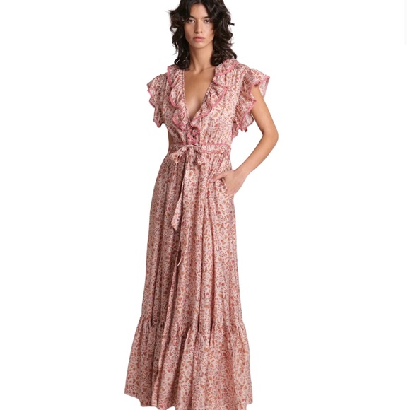 Sabina Musayev Jennifer Floral Ginger Print Maxi Dress size Medium - Picture 3 of 11